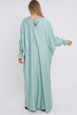 WOMENS GATHERED SLEEVES ABAYA MINT