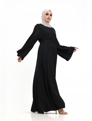 Womens Black Wide Sleeve Plain Abaya for Umrah Hajj Casualwear