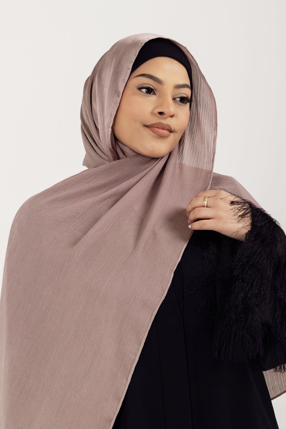 Sakura Radiance Satin Muna Modest Hijab Scarf for Women - Kochi Luxe - Coffee