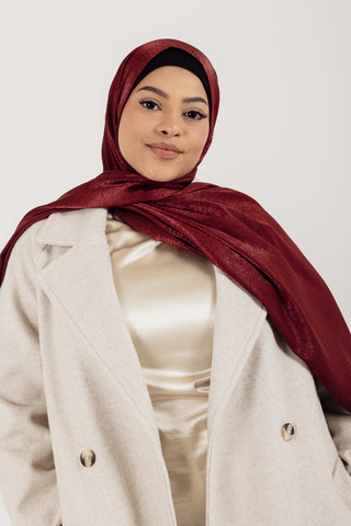 Velour Éclat Velour Modest Hijab Scarf for Women Crimson Lueur - Burgundy