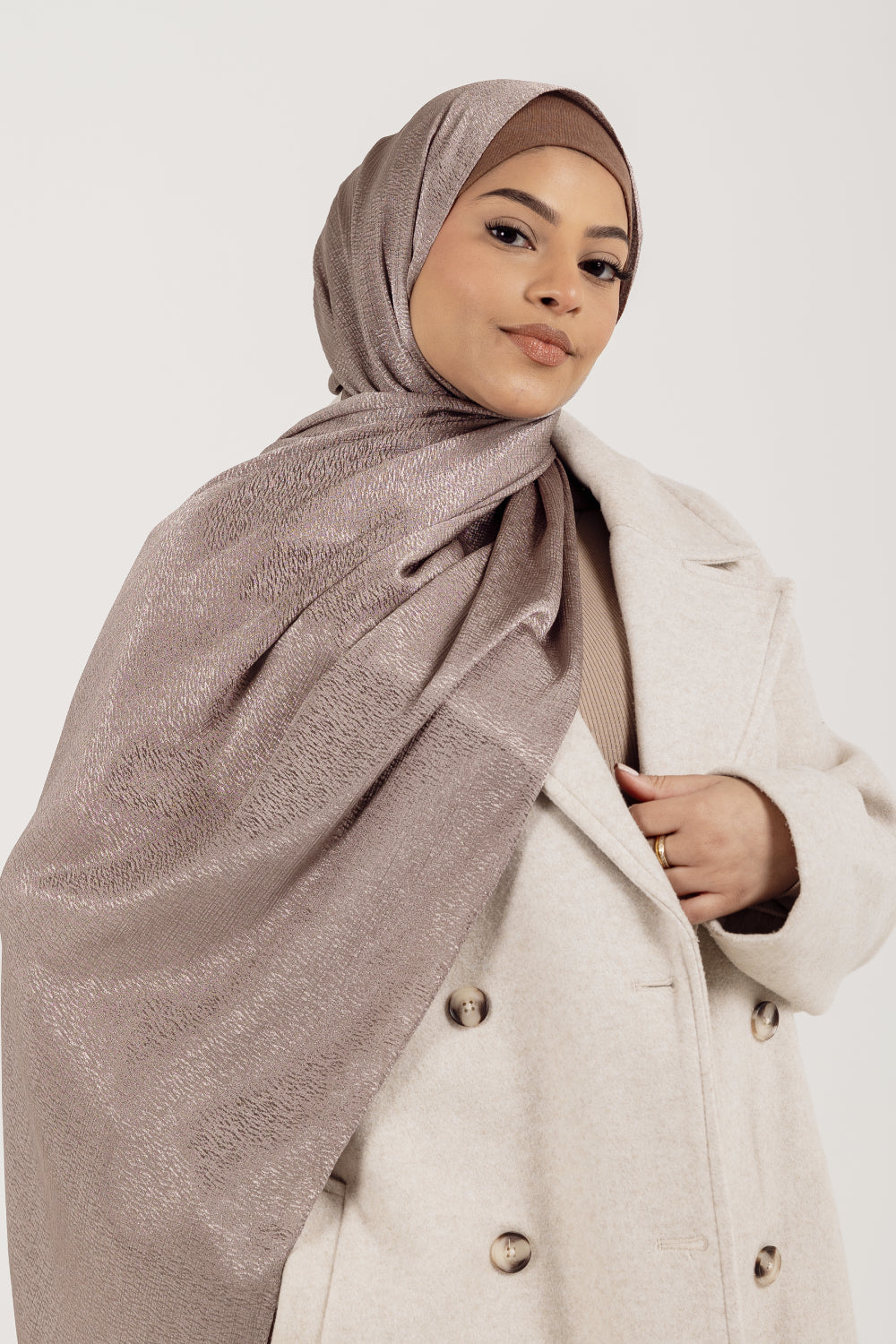 Onda Lúx Satin Wave Modest Hijab Scarf for Women - Crema - Taupe