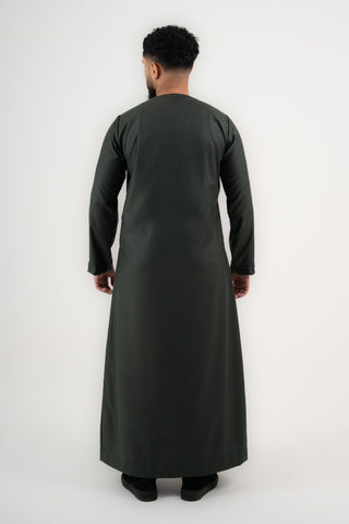 Rajul Qamari Emirati Bottle Green Mens Thobe Jubbah