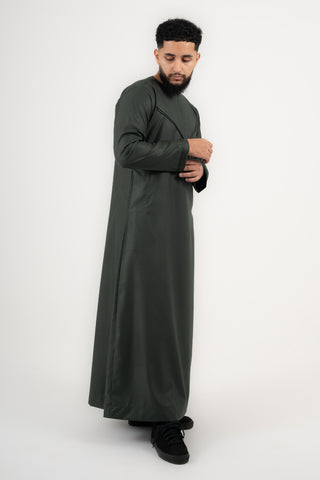 Rajul Qamari Emirati Bottle Green Mens Thobe Jubbah