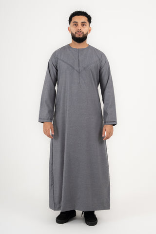 Rajul Qamari Emirati Slate Grey Mens Thobe Jubbah