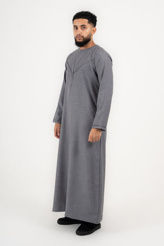 Rajul Qamari Emirati Slate Grey Mens Thobe Jubbah