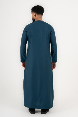 Rajul Qamari Emirati Teal Green Mens Thobe Jubbah