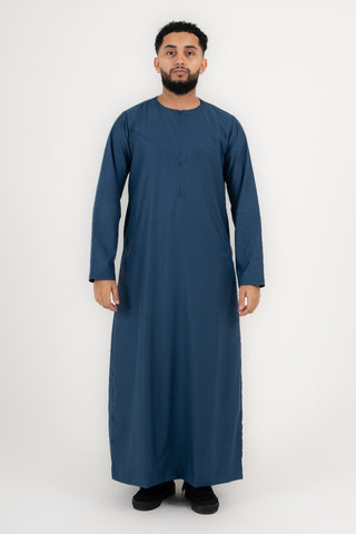 Rajul Qamari Emirati Teal Blue Mens Thobe Jubbah