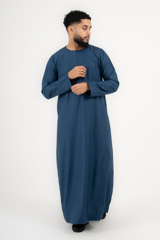 Rajul Qamari Emirati Teal Blue Mens Thobe Jubbah