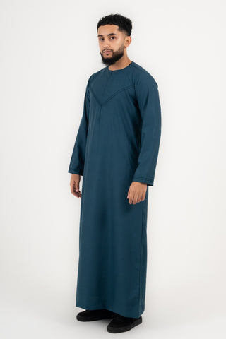 Rajul Qamari Emirati Teal Green Mens Thobe Jubbah