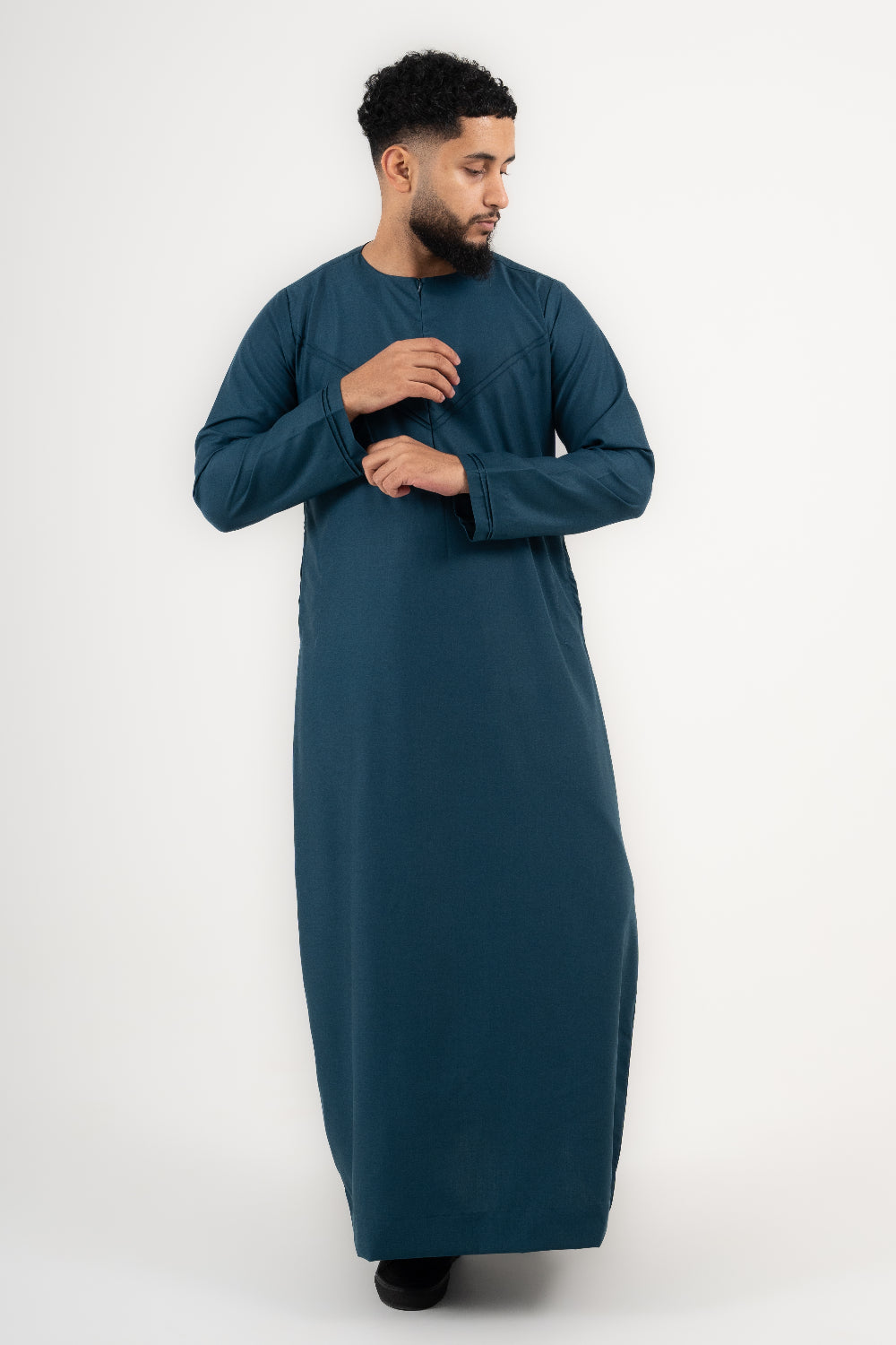 Rajul Qamari Emirati Teal Green Mens Thobe Jubbah