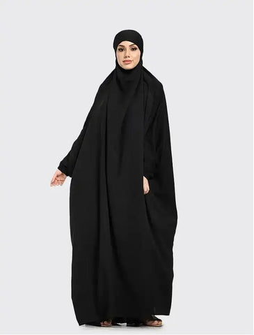 Womens Black 1 Piece Jilbab for Umrah Hajj Casualwear
